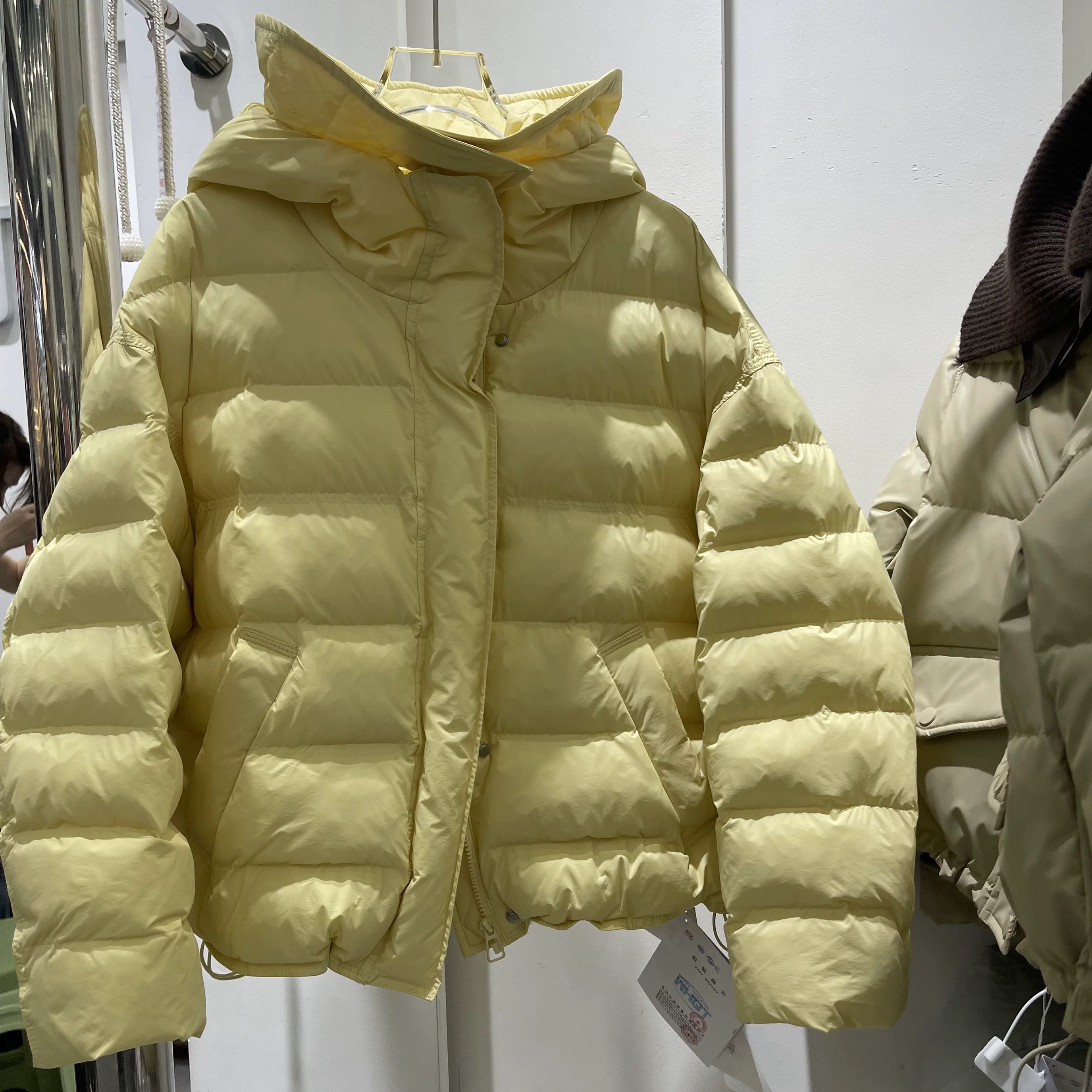 帽子泡芙系列排骨石墨稀云绒羽绒棉服女冬2025新款学院风外套