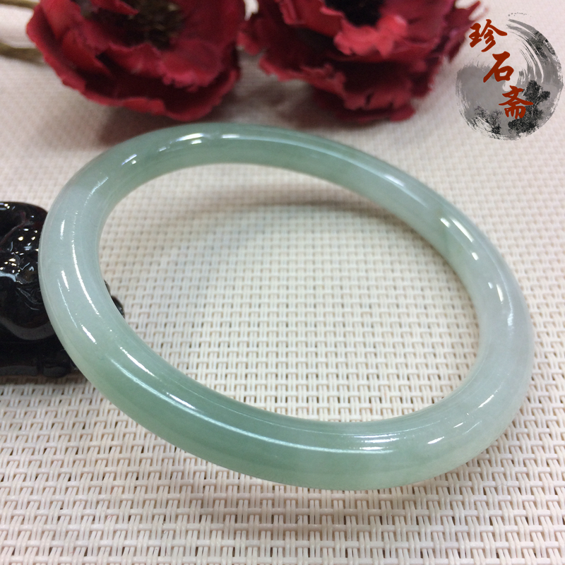 天然玉石緬甸A貨翡翠手鐲糯種油綠細圓條玉鐲女款珠寶帶證書包郵