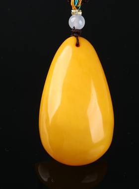 欧说珠宝GIC国检11.38克俄料鸡油红蜡质浓郁蜜蜡水滴吊坠项链男女