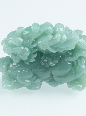 欧说珠宝35.41克纳福天然缅甸翡翠冰糯种精雕麒麟吊坠玉项链男女