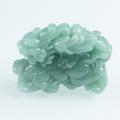 欧说珠宝35.41克纳福天然缅甸翡翠冰糯种精雕麒麟吊坠玉项链男女