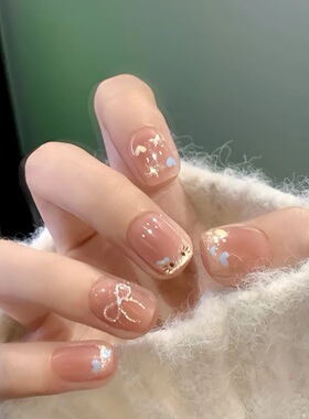 法式猫眼kt猫爱心亮片穿戴甲显白