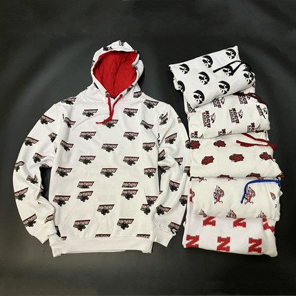 特价NCAA满印 连帽篮球卫衣运动帽衫 男女嘻哈街舞大码宽松潮外套