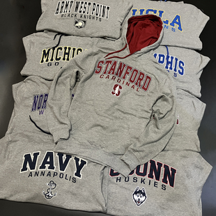 刺绣 NCAA大学联盟 运动卫衣投篮服 宽松嘻哈外套大码套头帽衫