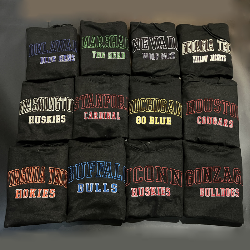 NCAA字母刺绣运动卫衣休闲帽衫