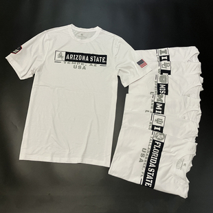 NCAA十几款 植绒印花 薄款美式运动短袖 投篮服健身跑步休闲白t恤