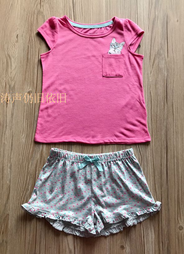 外贸童装女童夏短袖T恤短裤套装中大童睡衣套装家居服套装110-160在类目 童装/婴儿装/亲子装, 套装中 - 来自Buy2taobao.com提供专业的淘宝代购服务