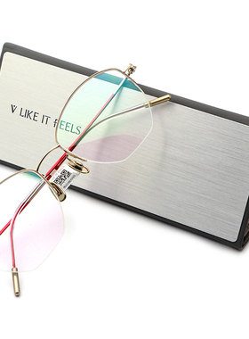 V LIKE IT FEELS微帕眼镜框超轻半框男女可配镜超轻羽毛钛架V016T
