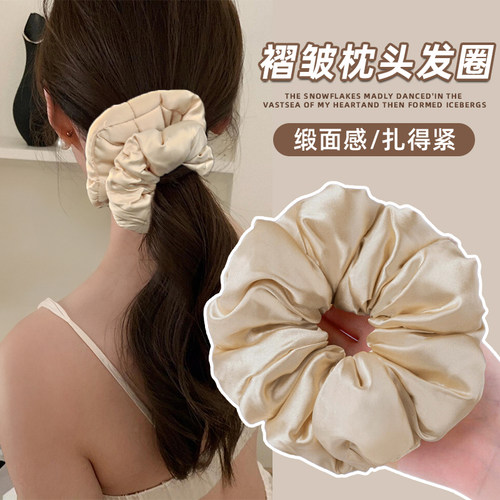 高级感枕头kitsch大肠发圈填充棉睡眠神器真丝头绳丸子头发绳头饰