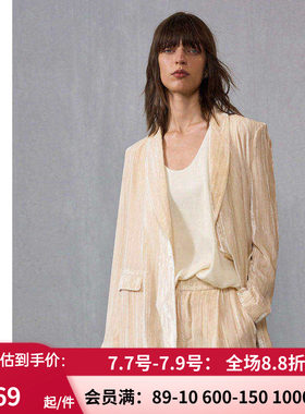 爱慕·CHUANG简影外穿女秋冬含桑蚕丝丝绒青果领西装外套CA811441