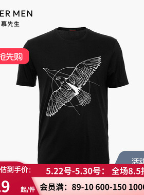 aimer men爱慕先生限量创意短袖T恤 男士高端薄圆领老鹰NS81D674