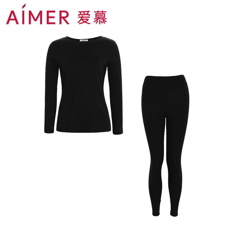 爱慕保暖内衣女圆领长袖打底秋衣秋裤套装女秋冬AM743751