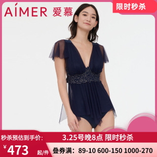 女士2023新款 官方正品 游泳衣AM688052 连体泳衣 爱慕奢享曼妙裙式