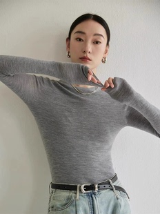 德国扬子纱120s可机洗亲肤柔软羊毛圆领显瘦百搭打底针织衫 女