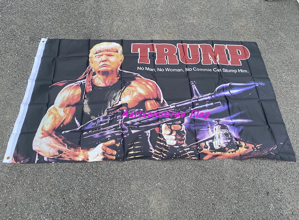 4号美国大选旗帜涤纶布90x150川普火箭筒旗子 Trump Flag