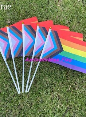 50面 8号14x21cm手摇彩虹旗 Rainbow Flag小综合彩虹旗