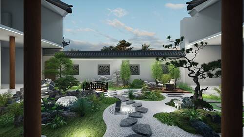 小花园农庄园林围墙效果图设计