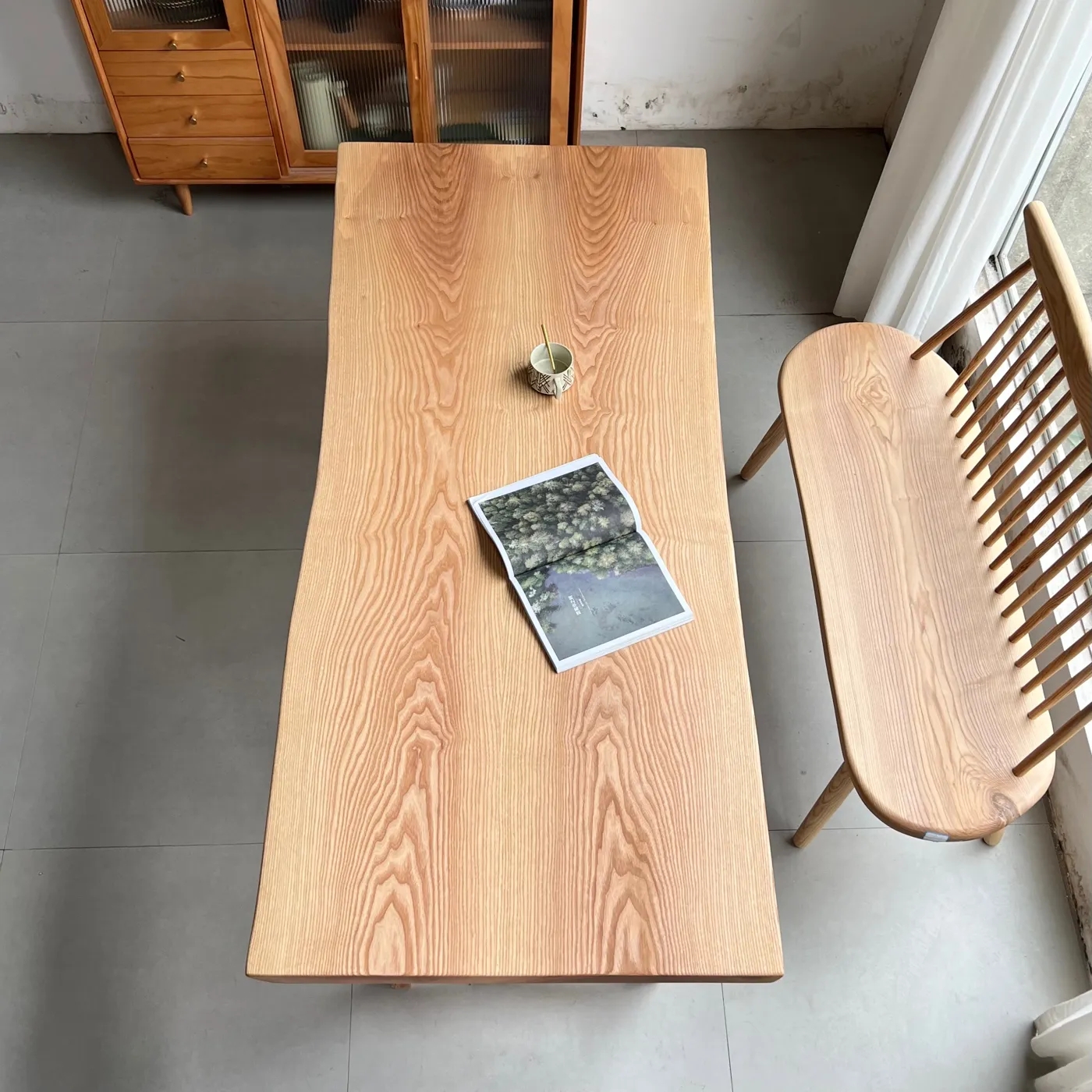 北美白蜡木实木大板桌茶桌茶台实木原木餐桌办公桌书桌189*83*5厚