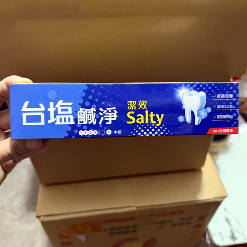 台湾采购 台盐碱性洁效 固齿牙膏150g