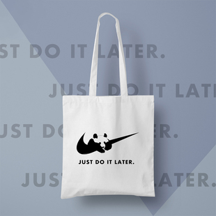 later 熊猫 一杠插画A1文创周边插画师原创小众帆布包 just