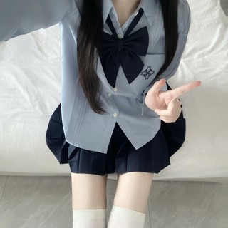 川岛田家jk制服衬衫女短袖夏季日系校供学院风风琴褶衬衣白色上衣