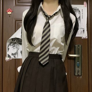 学院风长袖衬衫女韩版衬衣白色基础款百搭打底衫jk制服日系校供短