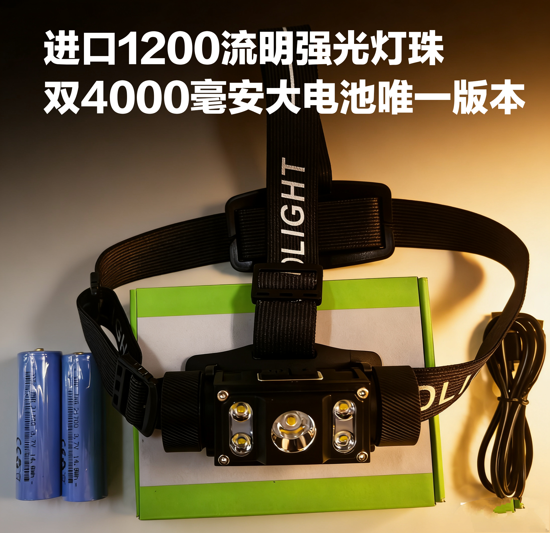 2026新款感应头灯强光超亮大范围铺光五核爆发双光源野钓应急照明
