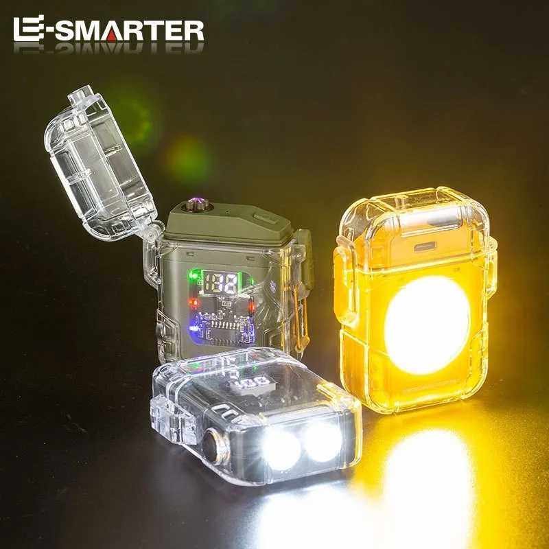 多功能防水电弧打火机带灯充电手电筒便携随身照明灯usb户外露营