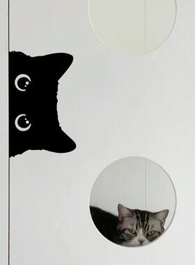 搞怪探头猫咪贴纸墙洞遮挡贴