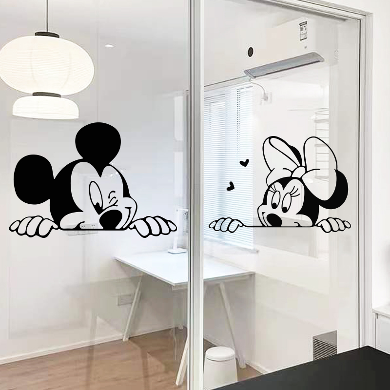米老鼠卡通玻璃贴纸 店铺餐厅玻璃橱窗装饰贴画 厨房阳台移门防撞图片
