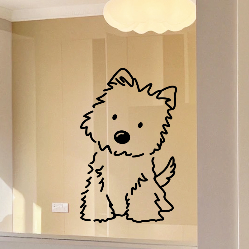 许北生可爱毛线狗狗玻璃贴纸