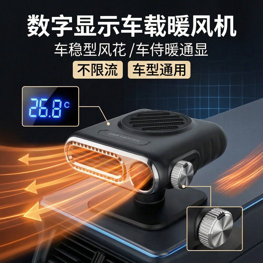 汽车用品车载暖风机12V大货车冬季车内速热暖风扇车内前挡除雾器