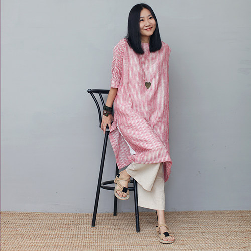 姜欢jh原创设计艺术系织条罩衫