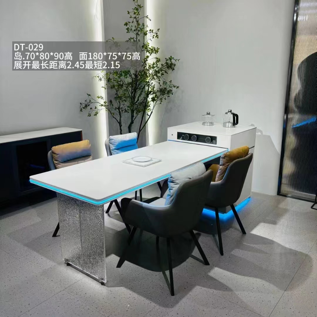 岛台餐桌一体小户型家用现代简约可伸缩岛台饭桌