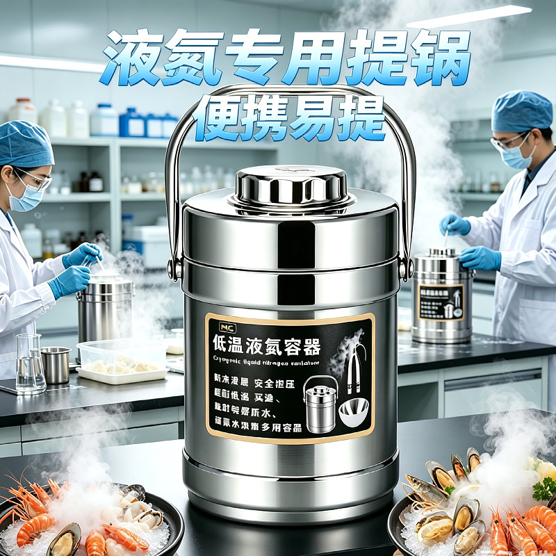 液氮专用提锅液氮罐液氮盆实验室低温保冷小龙虾杜瓦瓶转移容器