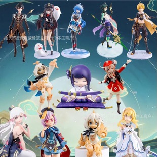 原潮玩动漫神游戏次元手办刻晴芙凌娜雷电胡桃钟离绫华魈派蒙摆件
