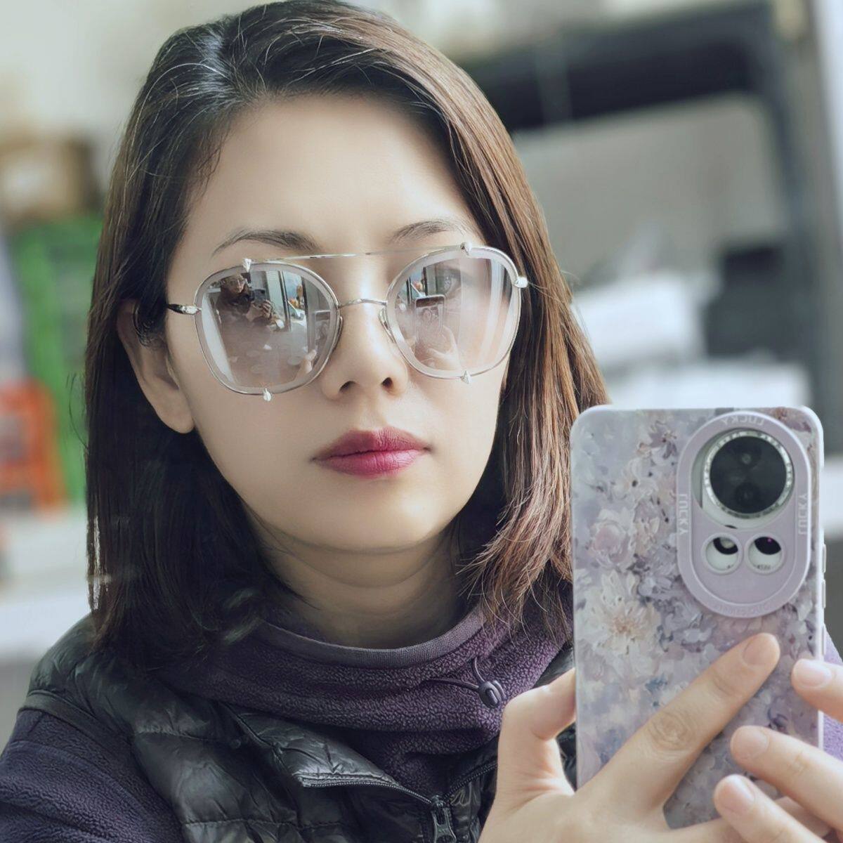 鹿晗同款圆脸通用太阳镜+树脂镜片当季流行薄金蝶形金属