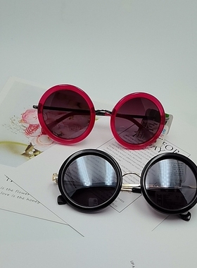 偏光镜/艾尼雅厚重太阳镜墨镜圆形红白框男女包邮K301野原同款