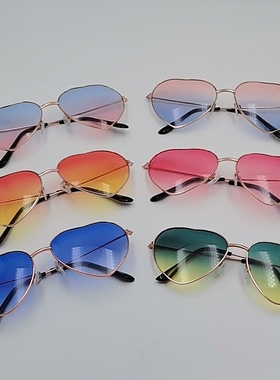 小女孩微瑕疵爱心形桃心太阳镜装饰镜潮流辣妹海洋片美颜镜墨镜