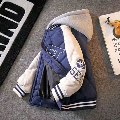 男童夹棉外套秋冬款加厚棒球服棉衣冬季薄棉儿童棉服二棉2024新款