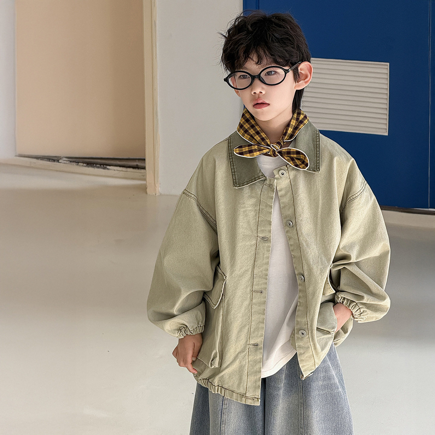 棉小铺男童外套儿童夹克韩版春季2026新款翻领春夏潮范宽松童装潮