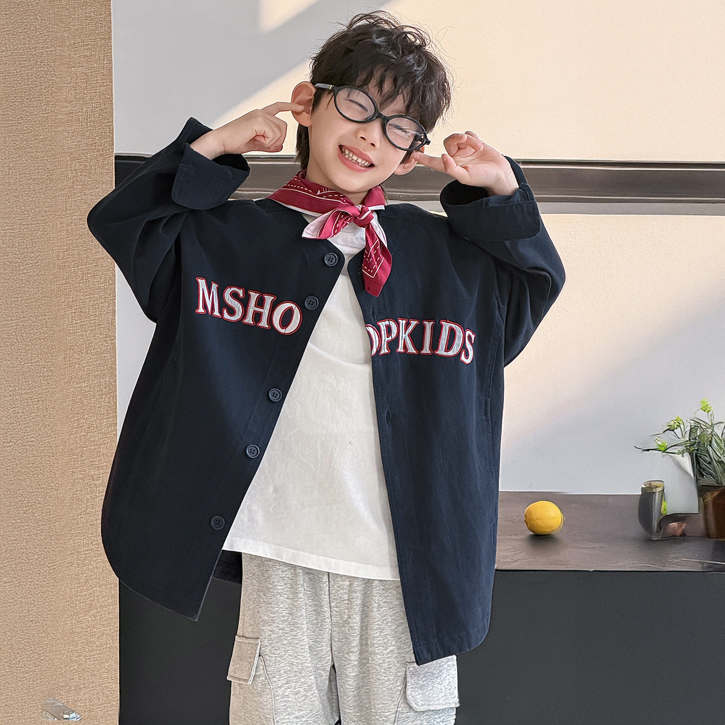 棉小铺儿童男童外套春季韩版2026新款圆领刺绣潮牌童装运动棒球服