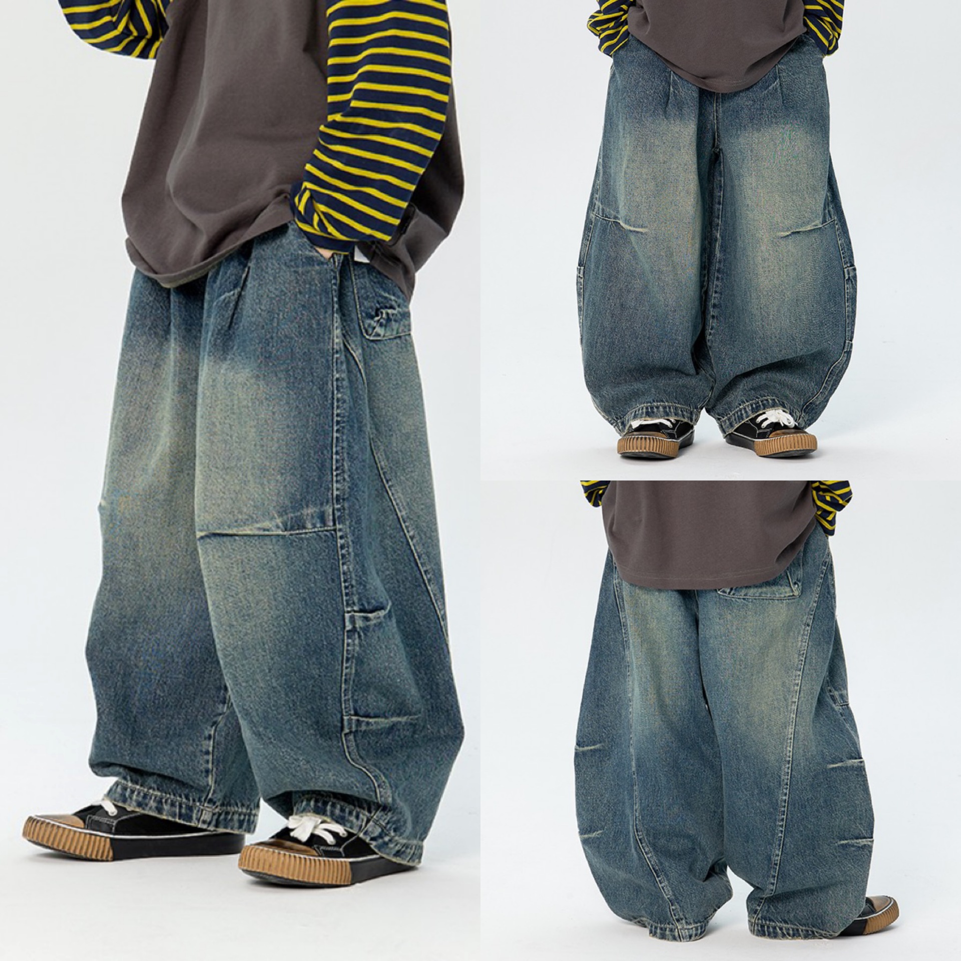 男童做旧牛仔裤2025春季新款儿童韩版直筒裤帅气男宝设计感长裤