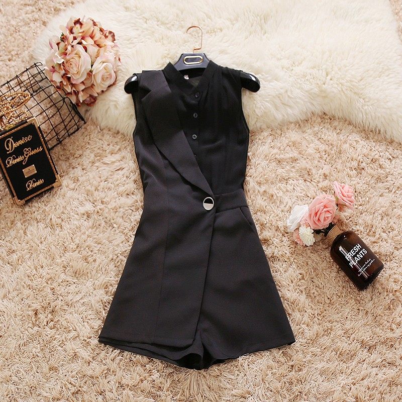 2020夏季款港味气质西装领无袖收腰连衣裤百搭阔腿雪纺短裤女6387|ruв категории Женская одежда, брюки, брюки - от Buy2taobao.com для оказания профессиональной услуги покупки агента Taobao