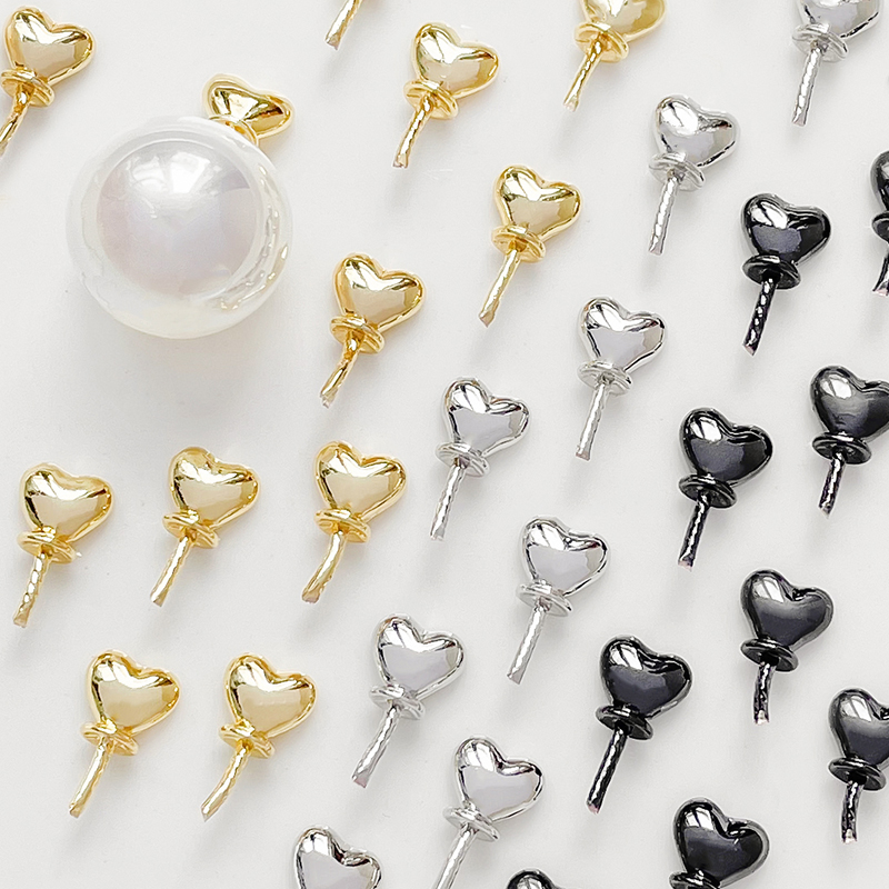 阿飘爱心遮瑕插针珍珠配件铜包金