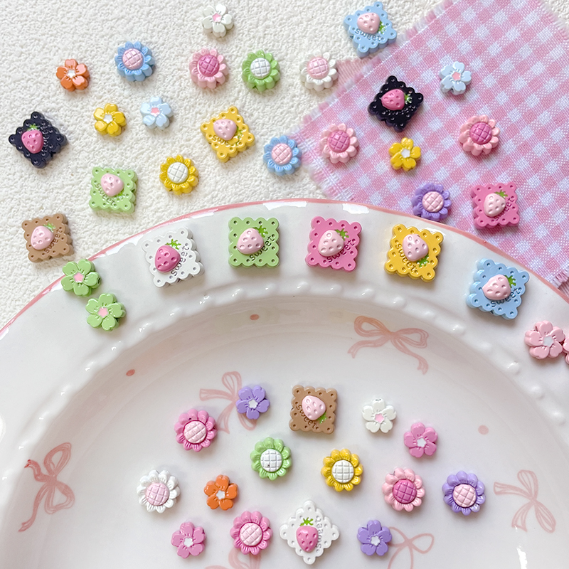 可爱彩色合金草莓向日葵串珠卡通滴油拼色花DIY手链串珠散珠饰品