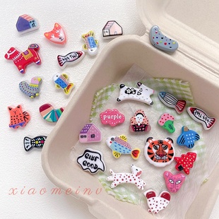 多巴胺配色动物房子字牌亚克力串珠双面童趣diy手工散珠项链配件