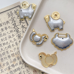 国风古风宋锦挂件底胚马蝴蝶镶锆配件diy手工手作吊坠饰品配件