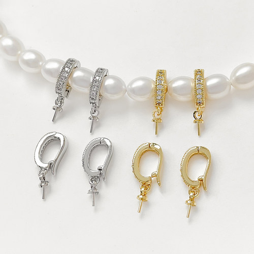 锆石珍珠扣万能铜镀真金饰品配件