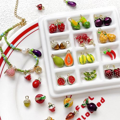 草莓荔枝蘑菇木瓜吊坠合金配件